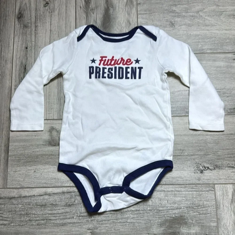 Carter's Baby Boys Future President Long Sleeve Single Bodysuit Ivory Size 24M